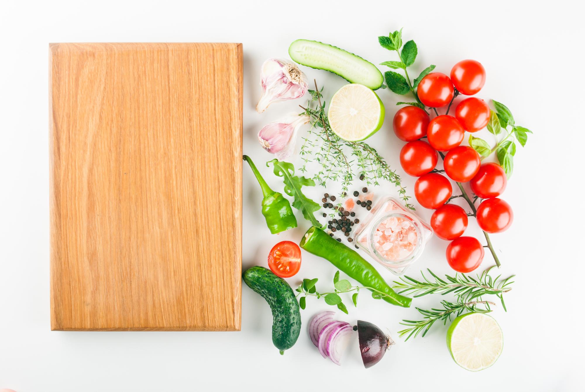 Fresh ingredients laid out for a cooking workshop